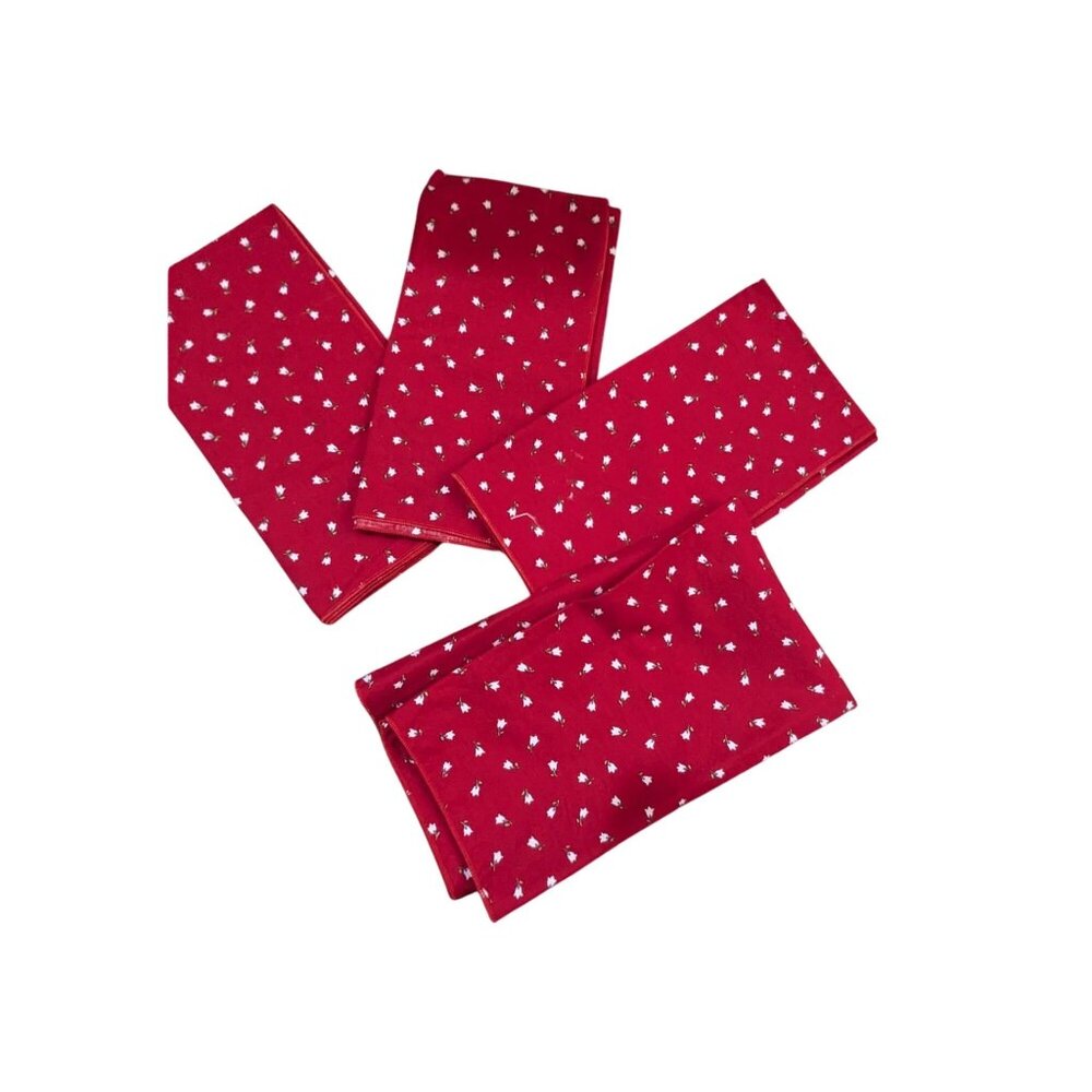 Set Of 4‎ Now Designs Red Floral Print Cotton & Polyester Napkins 20x20"